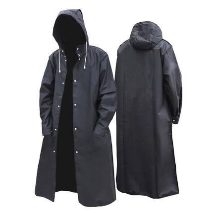 Men's Waterproof Hooded Long Raincoat for Outdoor Hiking