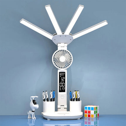4-in-1 LED Desk Lamp with Fan, Dimmable for Reading & Night Light