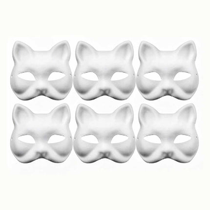 Therian Mask Kit with Wool Strip Faux Cat Mask DIY Paint for Cosplay