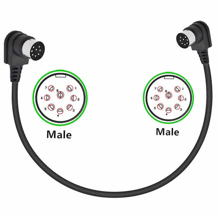 Dual 90° Large 8-Pin DIN Plug to Male Speaker Audio Cable - 1M