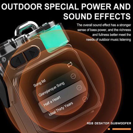 Outdoor Mini Bluetooth Speaker with Alarm Clock & RGB Ambient Lamp Display