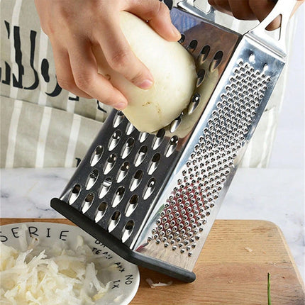 4-Sided Box Cheese Grater, Stainless Steel 8 Inch Veggie Slicer Cutter
