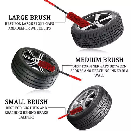 3-Piece Car Wheel Rim Cleaning Brush Set | Heavy-Duty Tire & Alloy Rim Scrubber for Deep Cleaning