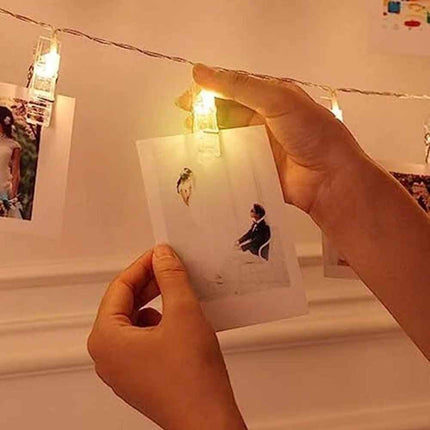Battery LED Photo Clip String Lights 40 Clips 6m for Picture Hangers