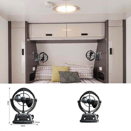 12V/24V DC Ceiling Fan with Remote - Ultra-Quiet 360° Airflow, Bladeless Safe Design for RV, Caravan, Boat, Camper