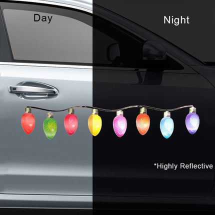 Reflective Christmas Bulb Lights for Car - Holiday Refrigerator Exterior Stickers