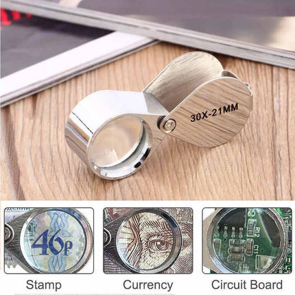 10X/20X/30X Jewelers Loupe Magnifier – Pocket LED Loop for Jewelry