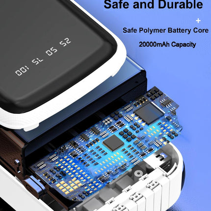 Slim 10000/20000mAh Power Bank with Built-in Cable, 3C Certified