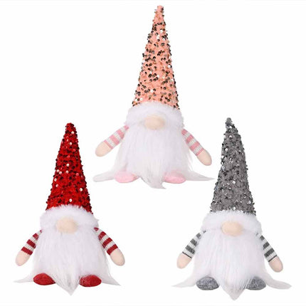 3Pack Christmas Gnome Santa Light with Bling Hat Party Table Decor