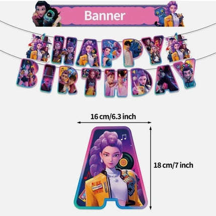 KPop Demon Hunters Party Supplies – Banner, Balloons, Cake Toppers