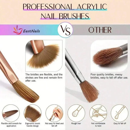 6Pcs Acrylic Powder Nail Art Brush Set Kolinsky Sable Brushes