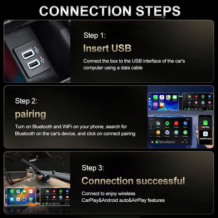 3-in-1 Wireless CarPlay & Android Auto Adapter BT5.0 Plug & Play