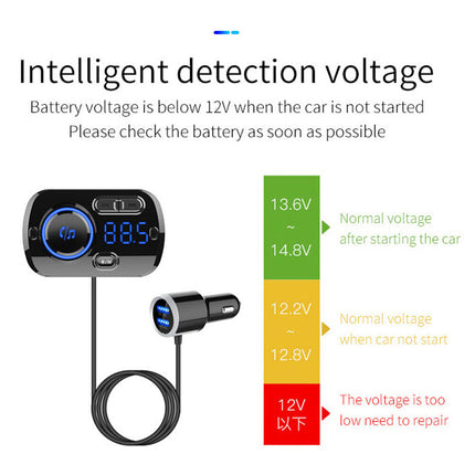 3-in-1 Bluetooth FM Transmitter for Car: Wireless Hands-Free Calling, Fast QC3.0 USB Charger, MP3 Player & FM Radio Tuner