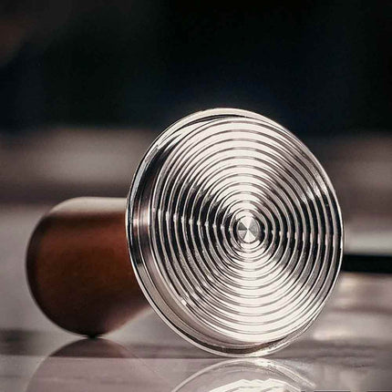 53mm Threaded Base Beech Wood Tamper, Internal Spring Balanced Force Coffee Hammer