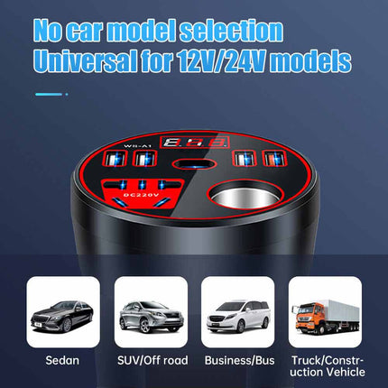 200W Car Power Inverter DC 12V/24V to 220V AC with Dual Sockets & 2 USB Ports