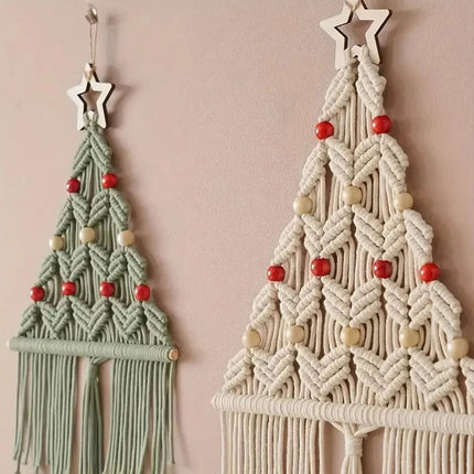 Knitted Christmas Tree DIY Kit – 2Pcs Wall Hanging Festive Gift
