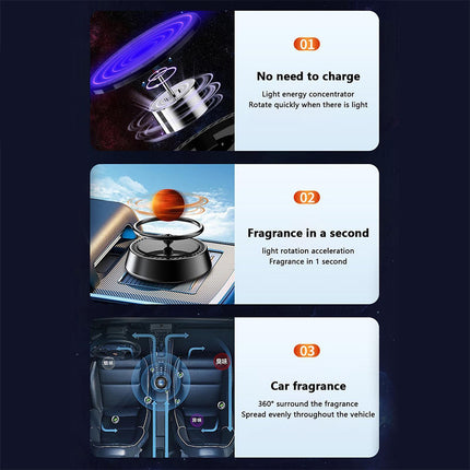 Solar Powered Car Air Freshener - Automatic Spinning Aromatherapy Decor, No Batteries Needed