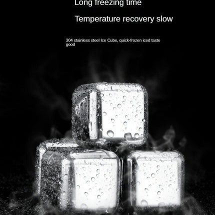 Reusable Stainless Steel Ice Cubes Chilling Rocks with Tong for Whiskey