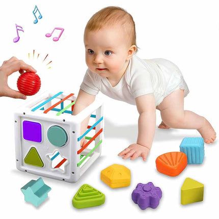 Montessori Sensory Shape Sorter & Stacking Block Playset for Toddlers