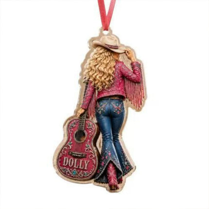 Pink Fringe Guitar Country Music Acrylic Christmas Ornament Gift
