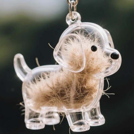 3Pcs Dog Fur Storage Keychain Hanging Puppy Hair Pendant DIY Keyring