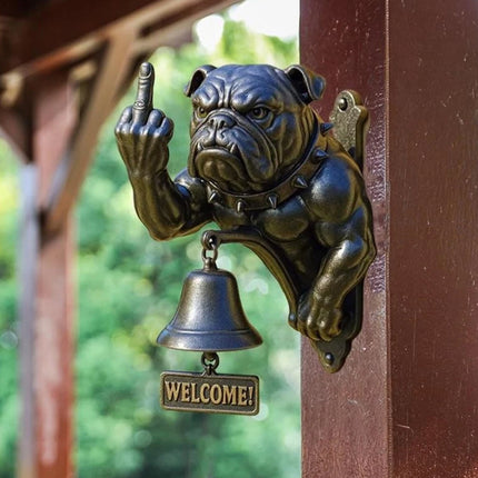 Funny Bulldog Cast Iron Doorbell Rustic Design Door Ring Decor
