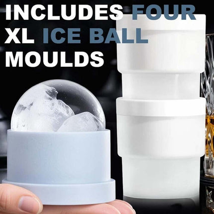 4X Large Ice Ball Maker, Silicone Sphere Mold for Whiskey, Round Ice Cube Tray for Party