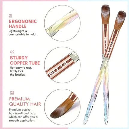 6Pcs Acrylic Powder Nail Art Brush Set Kolinsky Sable Brushes
