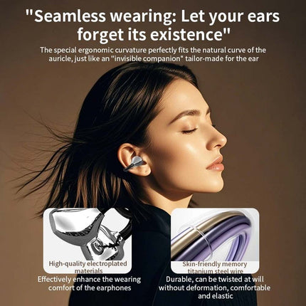 Wireless Clip-On Earbuds Bluetooth 5.3 Open Ear Headphones Sports Earhooks Comfortable Fit for Android iPhone