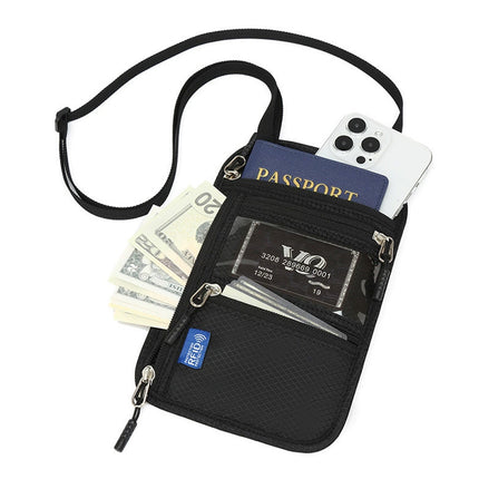 RFID Blocking Travel Wallet | Neck Shoulder Passport Holder Body Document Bag