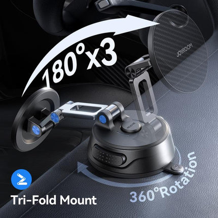 Foldable Magnetic Car Holder – Suction Cup Base, Black