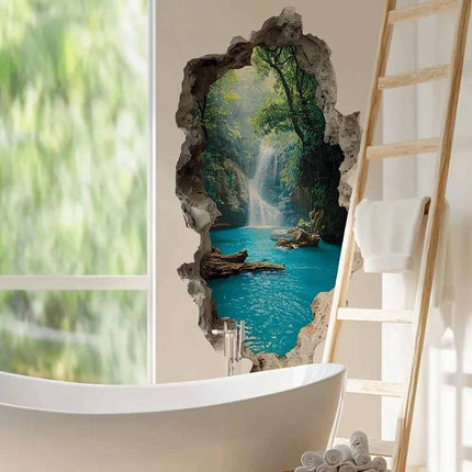 3D Waterfall Landscape Wall Sticker Scenic Decal for Bedroom Home Decor