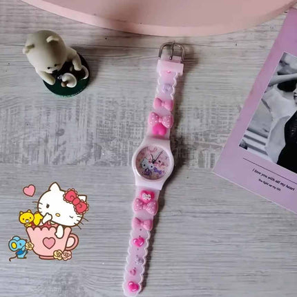 Cartoon Little Girls Watch Kids Cute Kitty Analog Quartz Timepiece