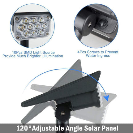 RGB 10 LEDs Solar Garden Lights Outdoor Landscape Yard Lawn Spotlight