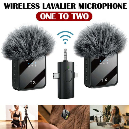 Dual Wireless Lavalier Microphone Plug-Play Lapel Mic for Phone Recording Vlogging