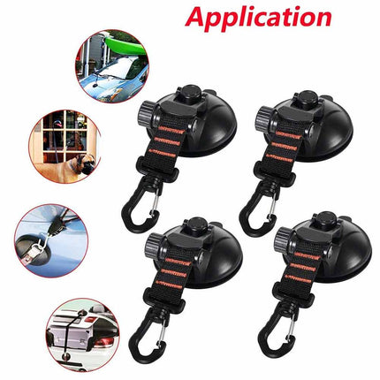 Car Suction Cup Tie-Downs (4pcs) | Heavy-Duty Anchors for Cargo, Roof Rack, Dog Guards & Awning Hooks