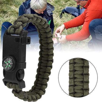 5-in-1 Survival Bracelet: Paracord, Compass, Whistle, Fire Starter, Cutter for Outdoor