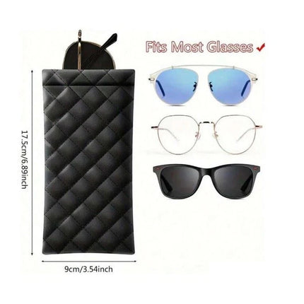 PU Leather Glasses Case Pouch with Spring Close for Sunglasses or Phone