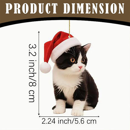 Cat Christmas Ornaments, 2D Acrylic Hanging Decorations for Tree