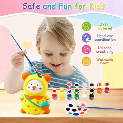 10-Pack Paint Your Own Bear Decorations Arts & Crafts DIY Kit for Kids Family