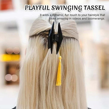 2Pcs Mini Graduation Cap Hair Claw, Tassel Hair Clip for Black Gown Party Decor