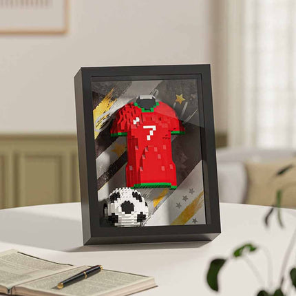 Football Shirt Brick 3D Display with Art Frame Wall Desk Gift for Fans