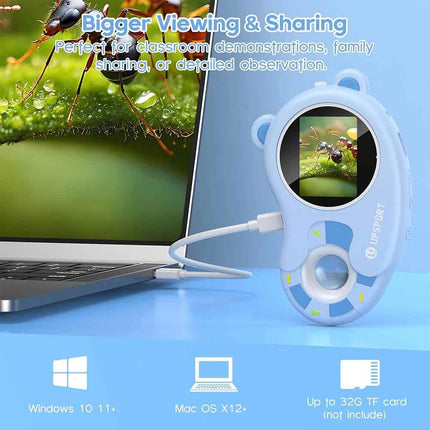 2-in-1 Portable Kids 1000X Microscope & 2" HD Video Camera