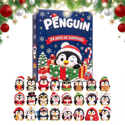 Christmas Countdown 3D Penguin Animal Figures Decor 24 Days