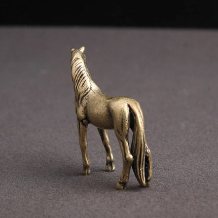Solid Brass Horse Steed Statue Year of Horse Figurine Tea Pet Home Decor