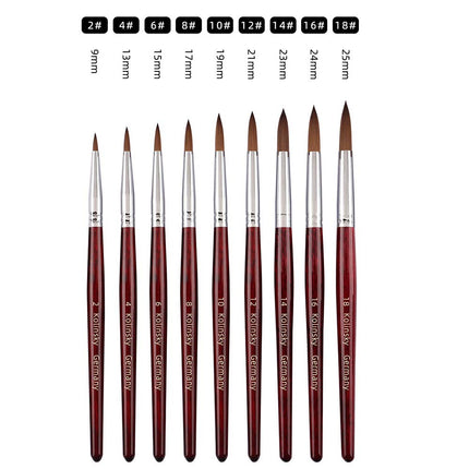 Crystal Pink Metal Handle Acrylic Nail Brush Set – 9PCS Kolinsky Sable Hair for Acrylic Liquid & Powder