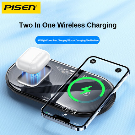2-in-1 Transparent Fast Wireless Charger for iPhone AirPods & Apple Watch