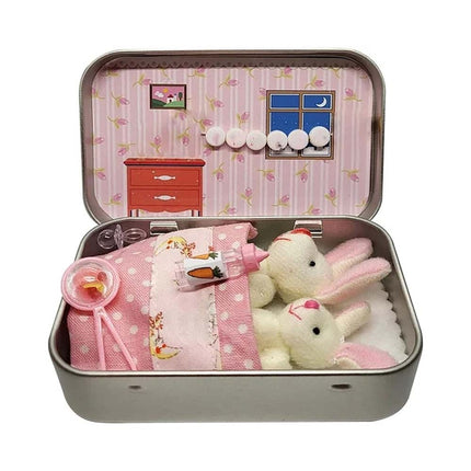 Easter Pocket Bunny Hug Plush Toys – 2 Bunnies in Tin Box, Cuddle Gift for Boys Girls