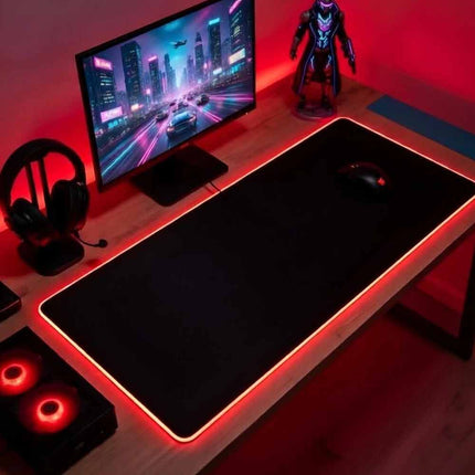 90x40cm RGB Edge Gaming Desk Mat 3mm Thick Non-Slip XXL Black Mouse Pad