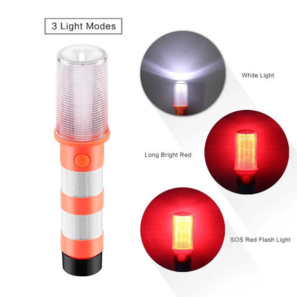 2 Pack LED Road Flares, Magnetic Base Emergency Warning Beacon Strobe Lights for Roadside & Accidents